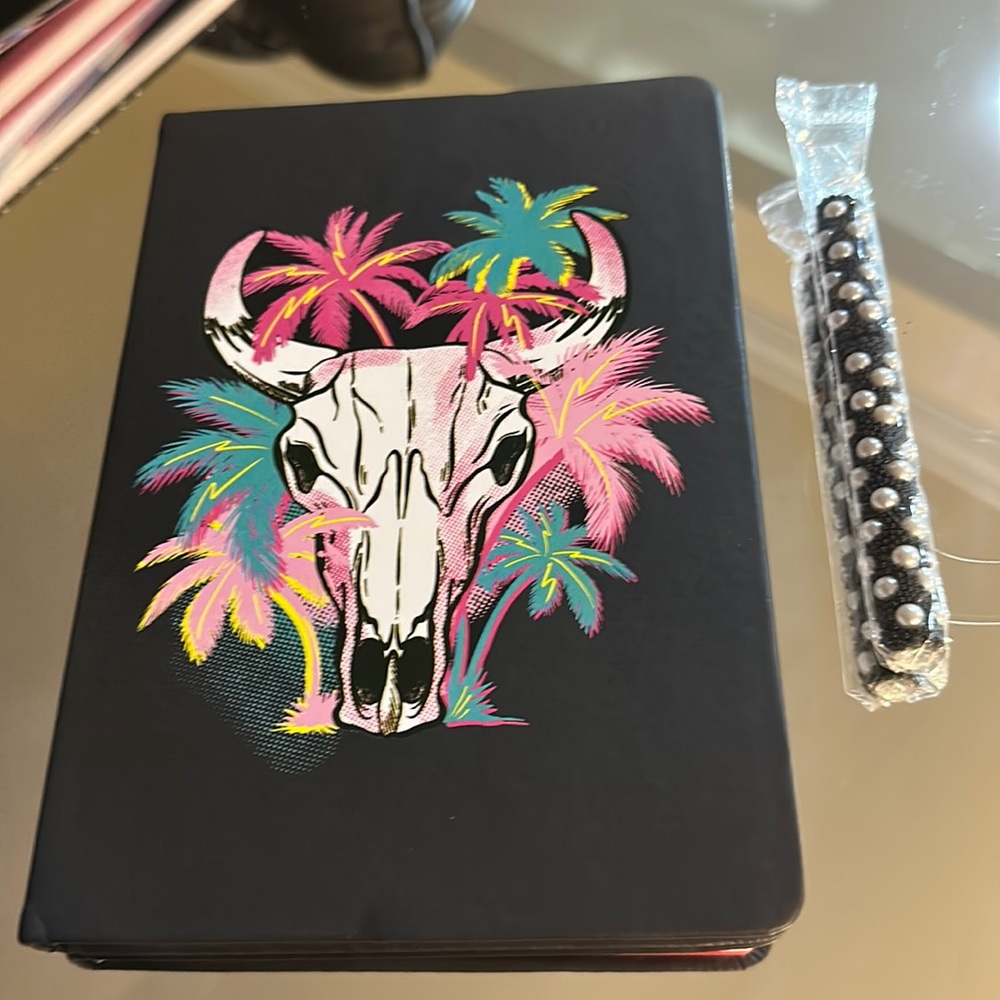 NEW! Torrid Steer Palms Notebook and Handmade Black Beaded Ball Pen!